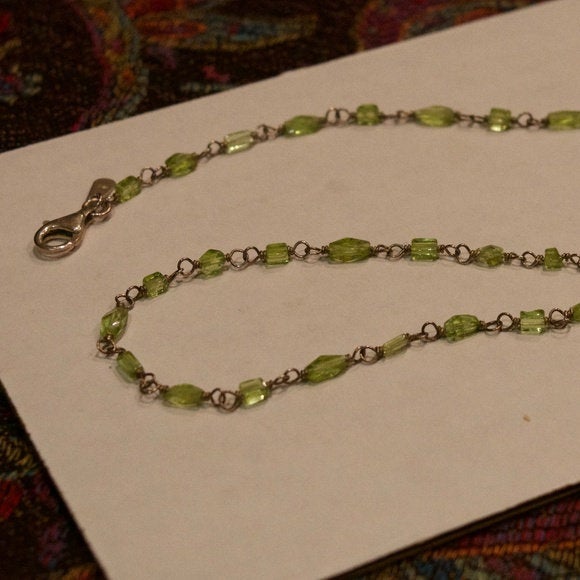 Silpada - Green Bead Silver Necklace - 18.5"