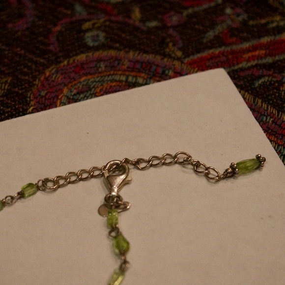Silpada - Green Bead Silver Necklace - 18.5"