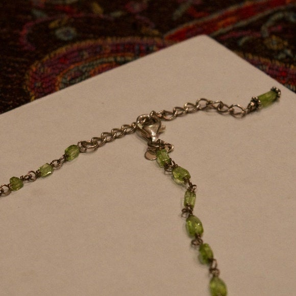 Silpada - Green Bead Silver Necklace - 18.5"