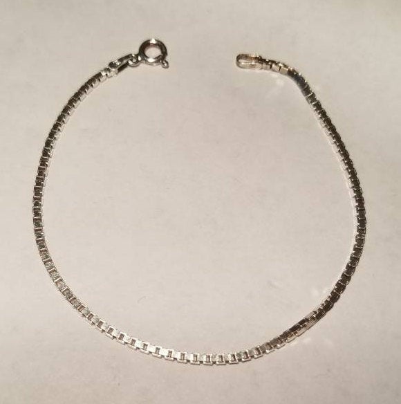 Italian Sterling Silver Box Link Bracelet by Milor