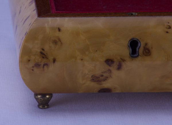 Reuge - Beautiful Vintage Italian Burlwood Inlaid Music Jewelry Box