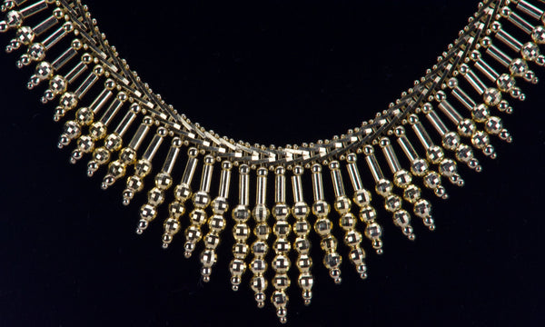 Gold Tone Sterling Silver Fringe Drop Necklace