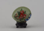 Hand Painted Carved Jade Egg - Blue Birds/Red Flowers