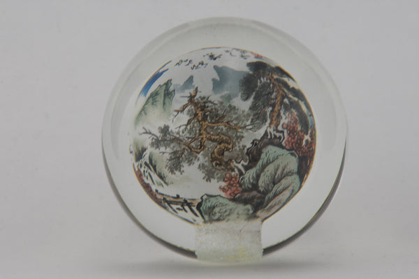 Chinese Landscape Reverse Painted Glass Globe