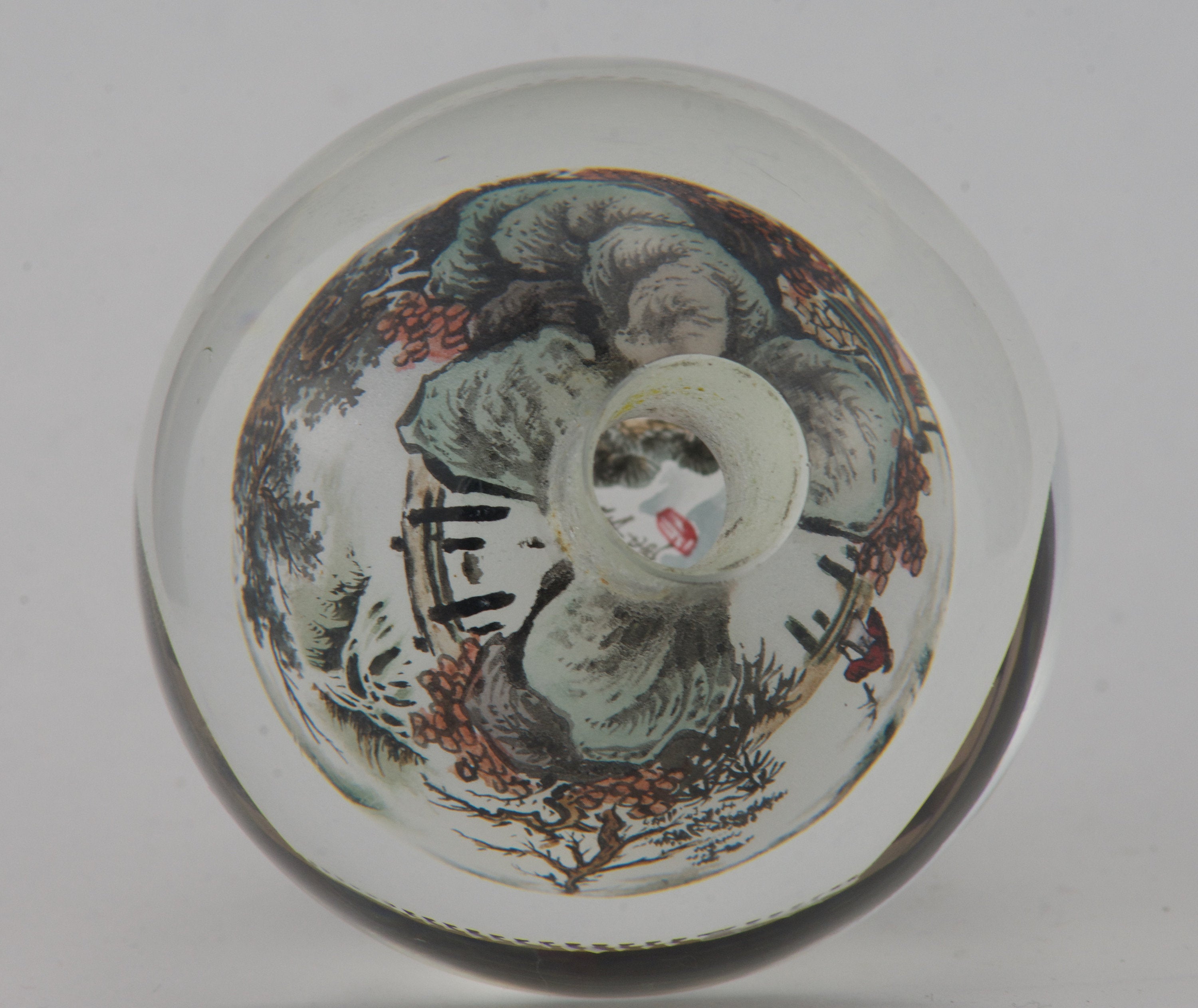 Chinese Landscape Reverse Painted Glass Globe