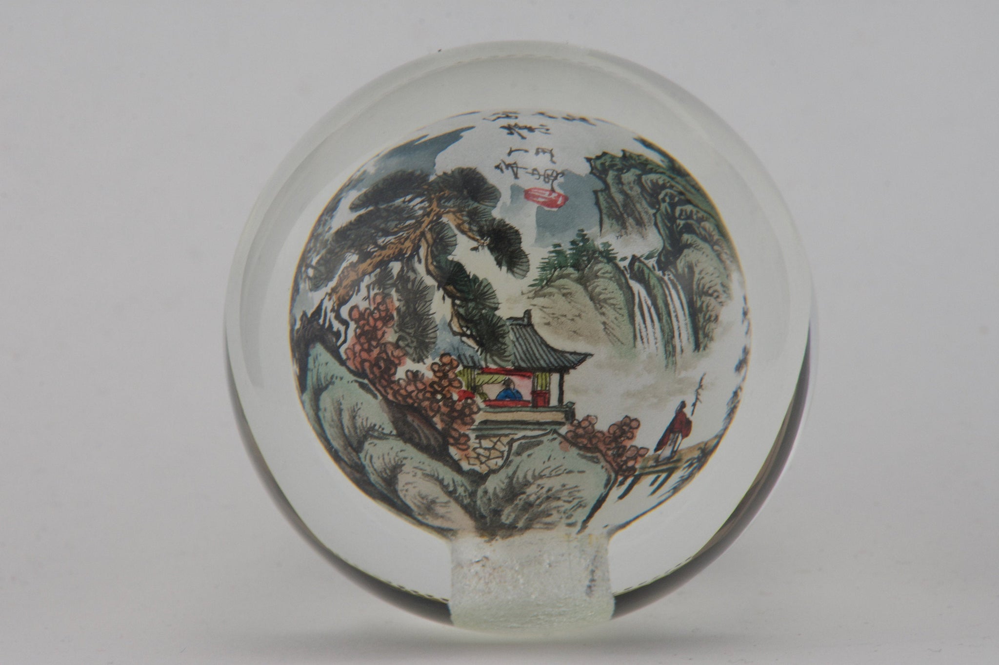Chinese Landscape Reverse Painted Glass Globe