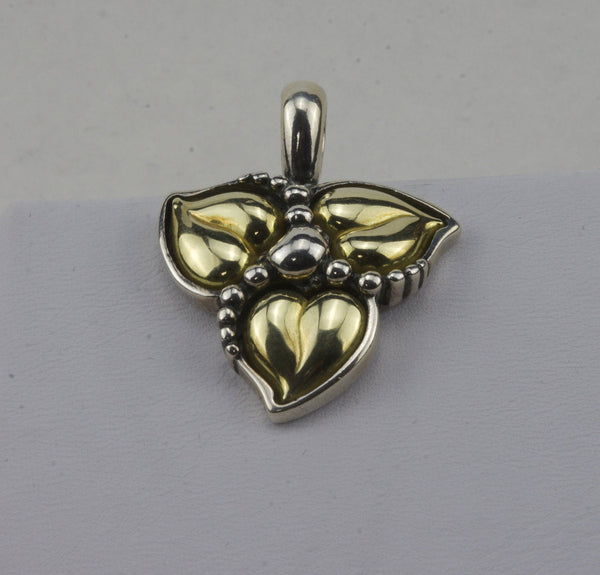 Ann King - Sterling and 18k Three Leaf Pendant