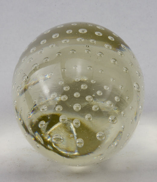 Egg Shaped Glass Paperweight with Bubbles