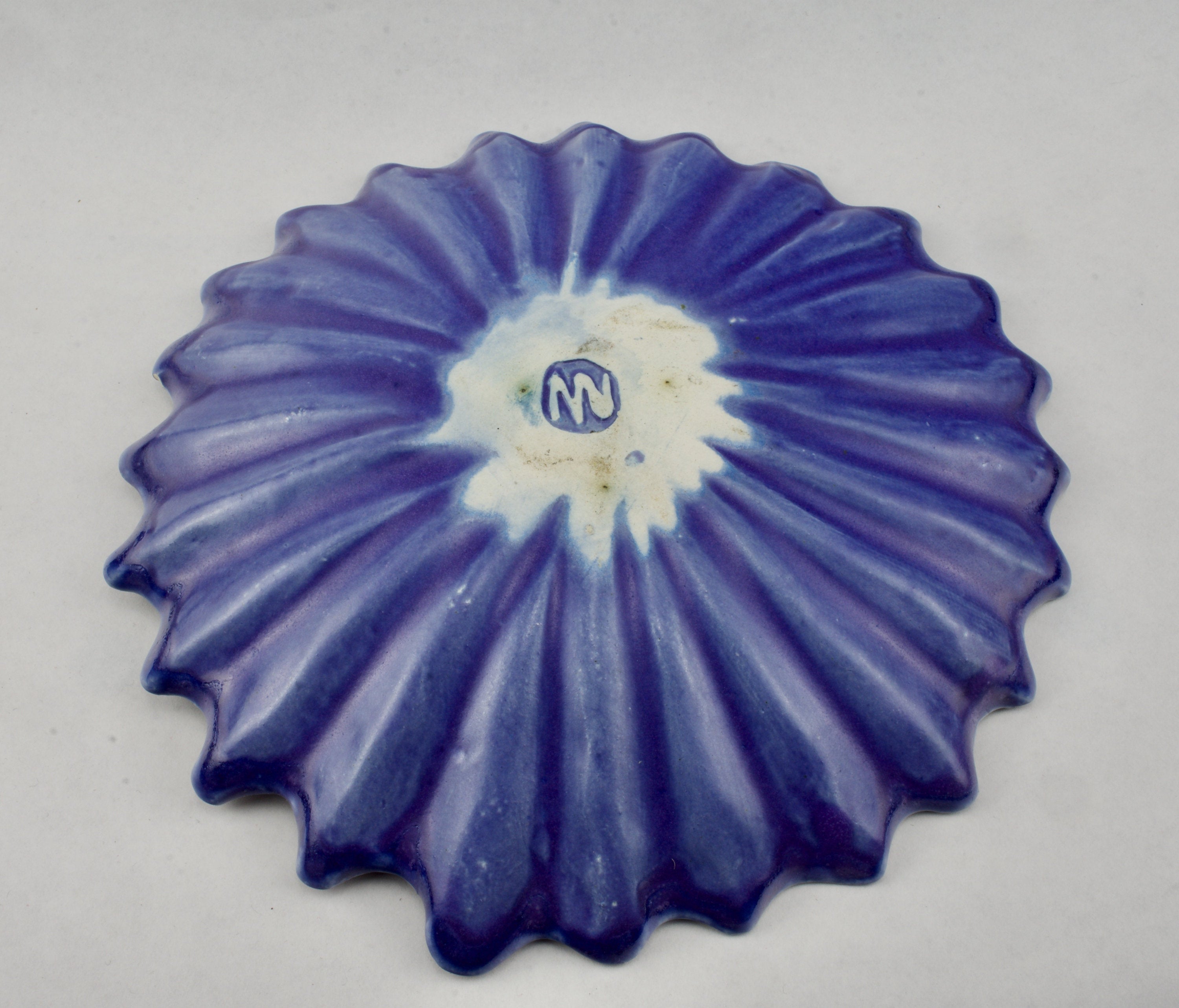 Fun Rippled Handmade Art Pottery Plate