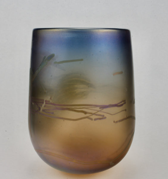 Peter Vanderlaan Mary Beth Bliss - Opalescent Art Glass Crane Vase