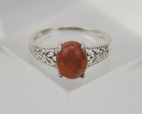 Orange! Turquoise Sterling Silver Ring - Size 10.25