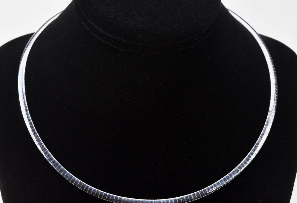Sterling Silver Italian Omega Link Chain Necklace - 18"