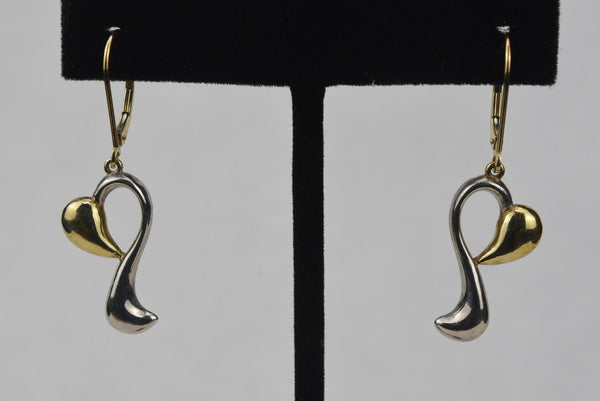 Sterling Silver and Gold Tone Heart Earrings