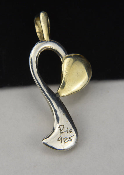 Sterling Silver and Gold Tone Heart Pendant