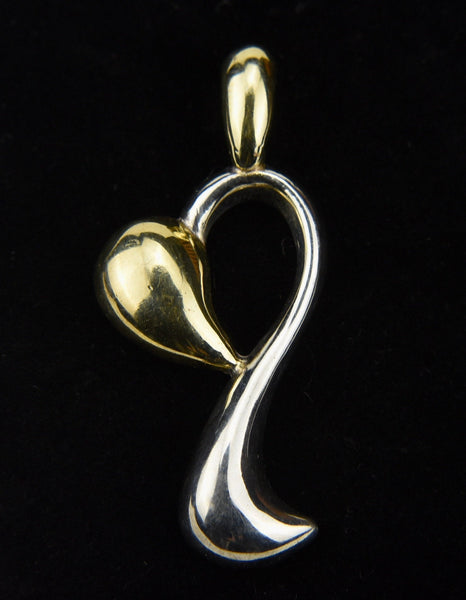 Sterling Silver and Gold Tone Heart Pendant