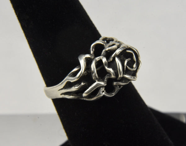 Sterling Silver Rose Ring - Size 6.5