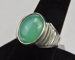 Sterling Silver Chrysoprase Ring - Size 10