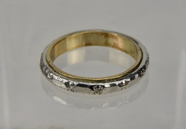 10k GF and Sterling Silver Rivet Band Ring - Size 4.75