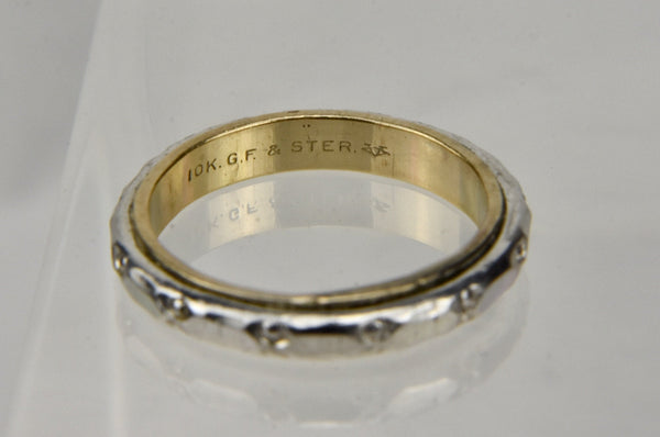 10k GF and Sterling Silver Rivet Band Ring - Size 4.75