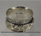 Sterling Silver Floral Embossed Spinner Ring - Size 6