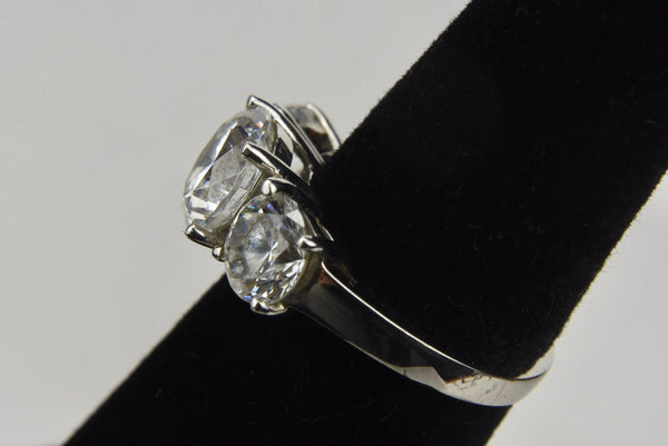 3 Circular Cubic Zirconia Sterling Silver Ring - Size 5