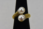 Pearl Gold Tone Sterling Silver Ring - Size 5.25