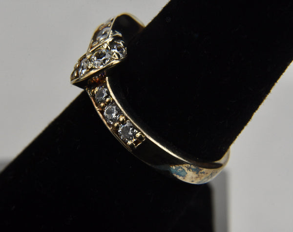 Tied Knot Ring - Gold Tone Sterling Silver with Cubic Zirconia - Size 6.25