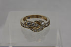 Tied Knot Ring - Gold Tone Sterling Silver with Cubic Zirconia - Size 6.25