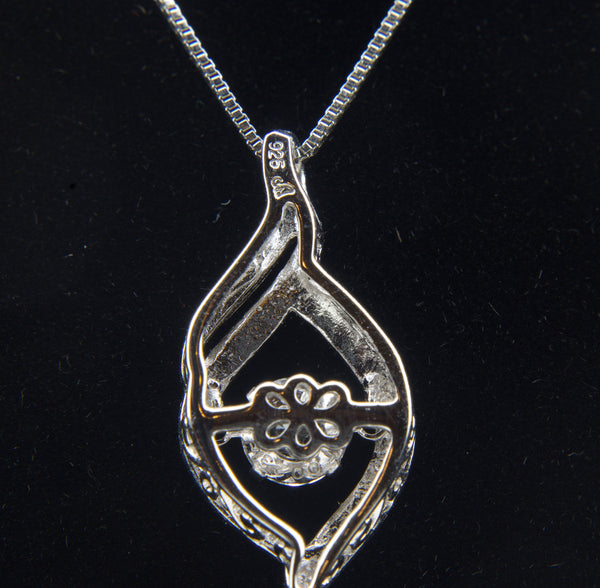 Sterling Silver En Tremblant Pendant on Sterling Silver Box Chain - 18"