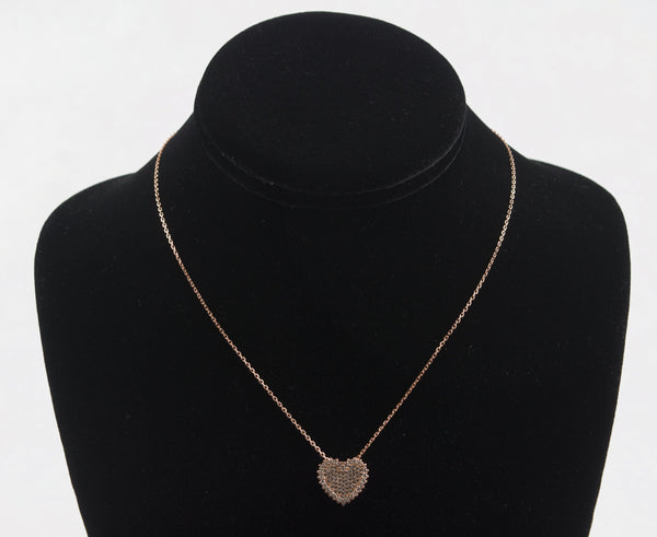 Copper Tone Sterling Silver Chain and Heart Pendant Necklace