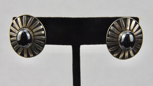 Sterling Silver Hematite Navajo Earrings