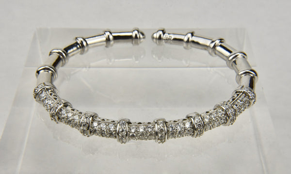 Sterling Silver Cubic Zirconia Flexible Bangle