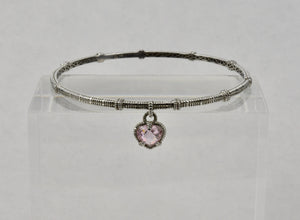 Judith Ripka - Sterling Silver La Petite Pink Heart Bangle
