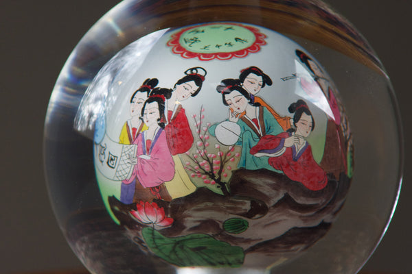 Beautifully Hand Painted Reverse Glass Chinese Paperweight