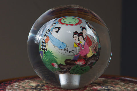 Beautifully Hand Painted Reverse Glass Chinese Paperweight