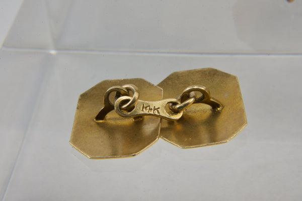 Gorgeous Pair of Vintage 14k Gold Monogrammed Cufflinks