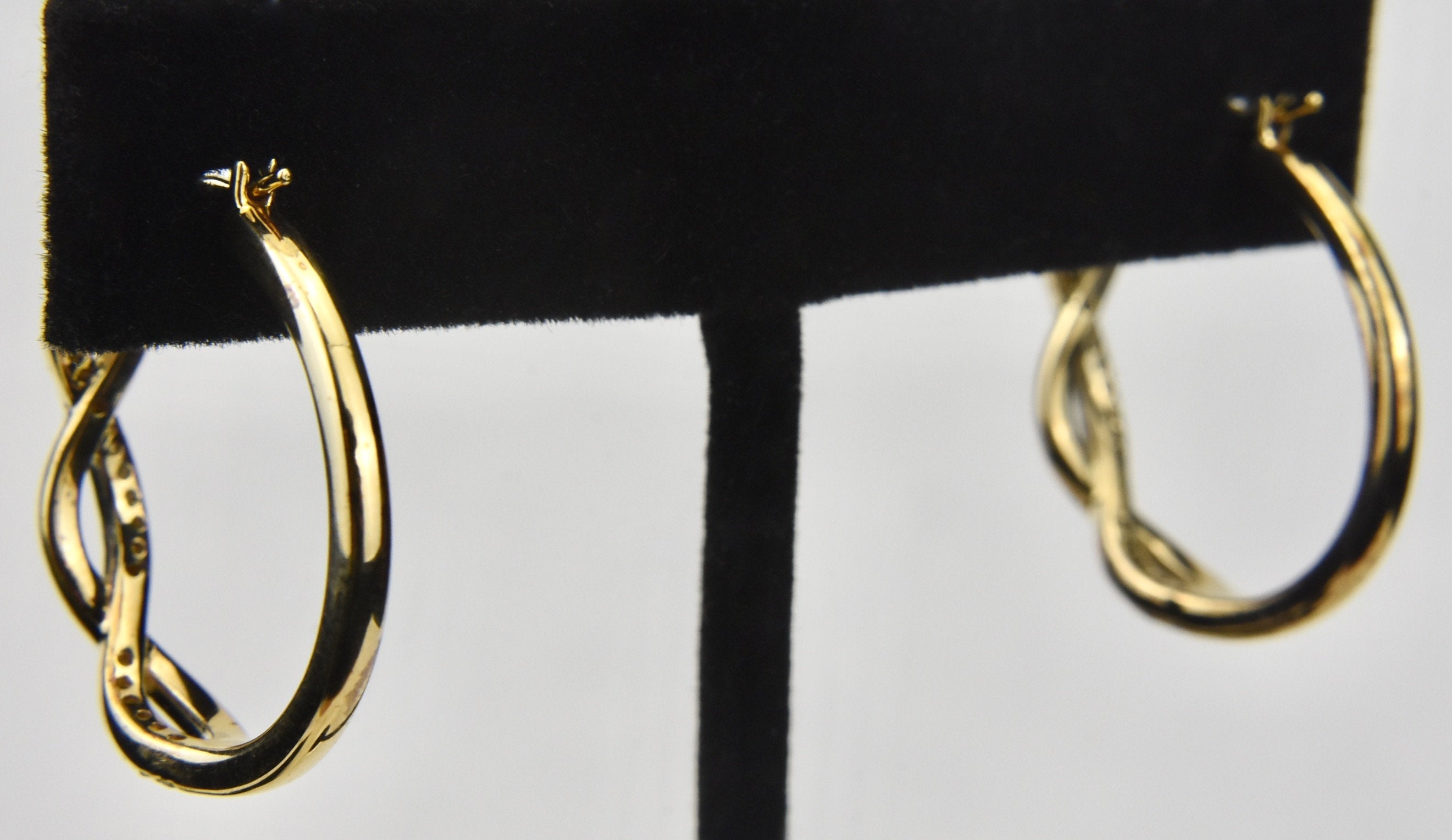 Gold Tone Sterling Silver Cubic Zirconia Braided Hoop Earrings