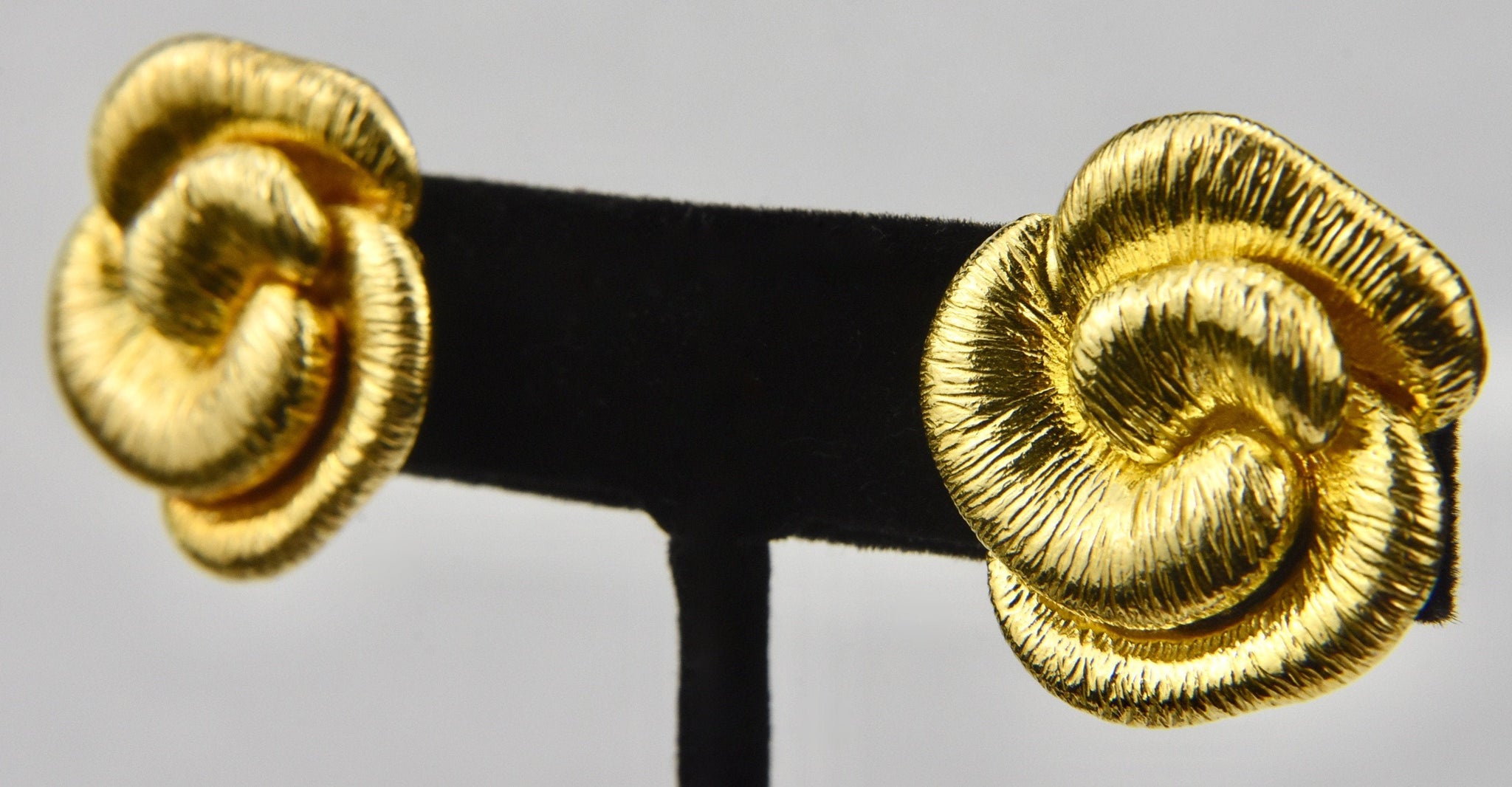 Italian Gold Tone Sterling Silver Flower Clip On Earrings