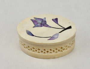 Carved Soapstone Inlay Trinket Box