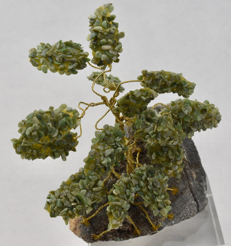 Jade and Metal Wire Bonsai Tree on Rock Base