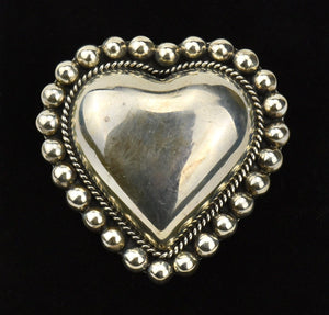 Sterling Silver Mexican Heart Brooch