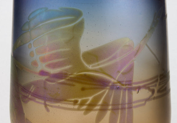 Peter Vanderlaan Mary Beth Bliss - Opalescent Art Glass Crane Vase