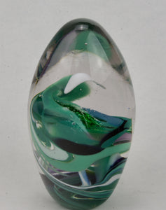 Glass Egg Shape Swirl Art Paperweight