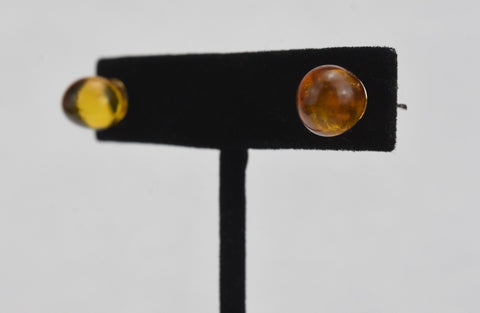 Carved Baltic Amber Stud Earrings