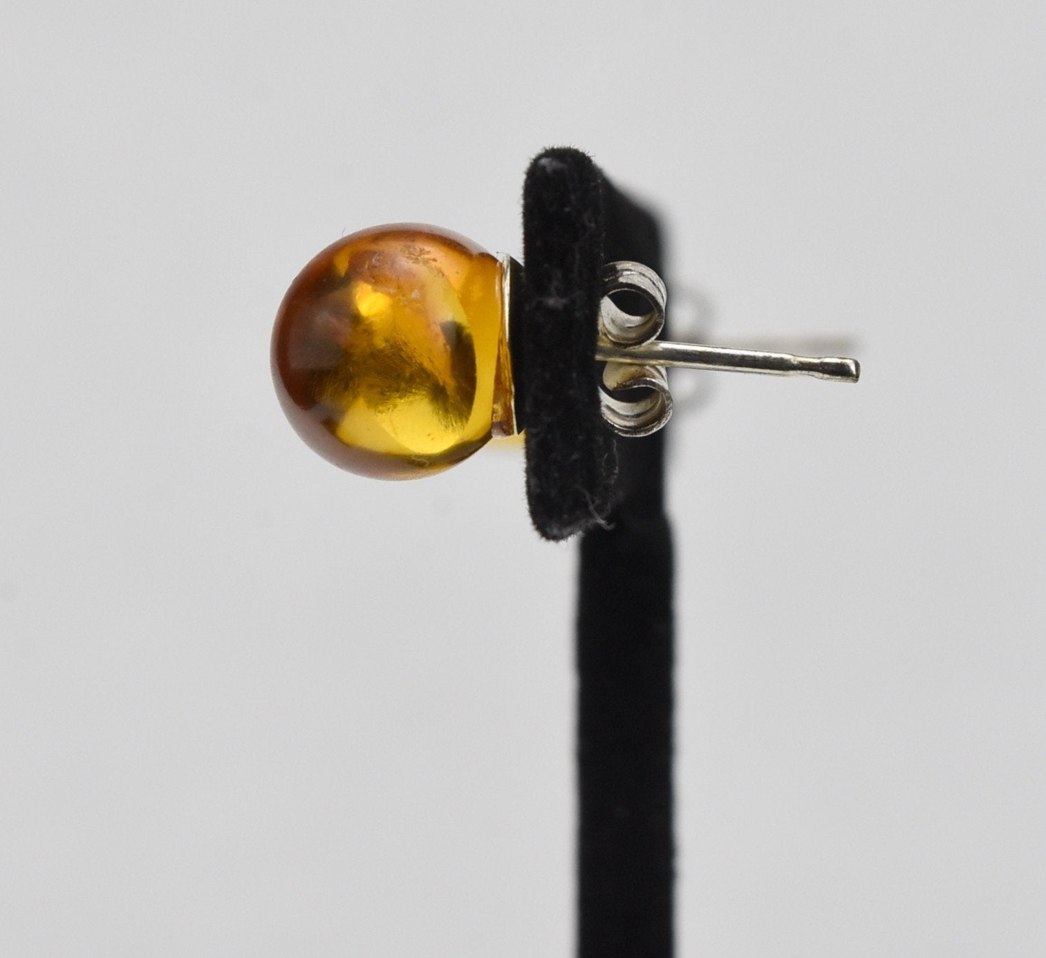 Carved Baltic Amber Stud Earrings