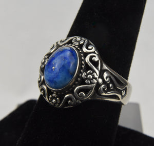 Sterling Silver Lapis Lazuli Ring - Size 8