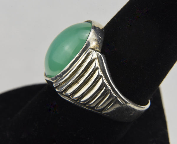 Sterling Silver Chrysoprase Ring - Size 10