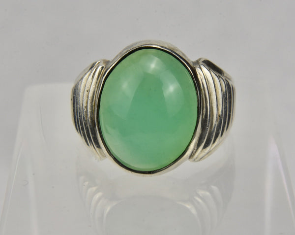 Sterling Silver Chrysoprase Ring - Size 10
