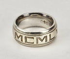 Sterling Silver Band Engraved "X VI MCMLVII" - Size 7.25