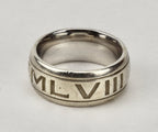 Sterling Silver Band Engraved "X VI MCMLVII" - Size 7.25